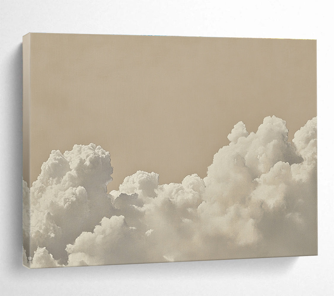 Beige Sky & Fluffy Clouds  Serene Minimalism ABS046
