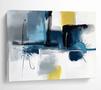 Geometric Blue - Gray - Yellow Abstract Painting ABS194