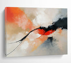 Orange and Black Abstract Painting with Dynamic Forms ABS424