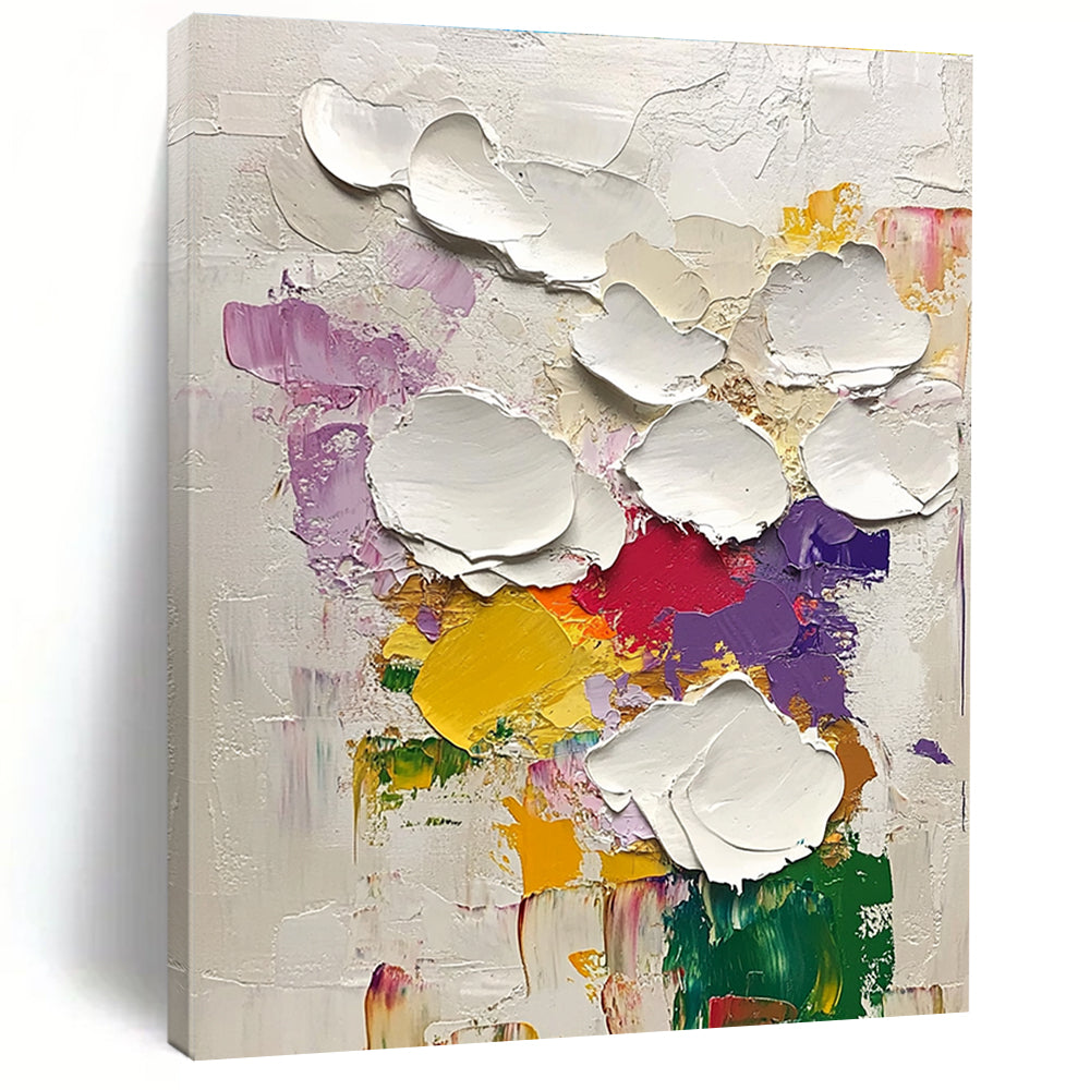Textured White Flower Abstract Painting for Charming Florist Shops GAB0829