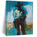 Silhouetted Cowboy Abstract Painting for Western - Themed Bars HENG102