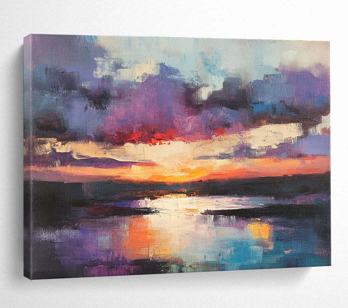 Purple Sky Sunset Abstract Painting with Vibrant Colors ABS293