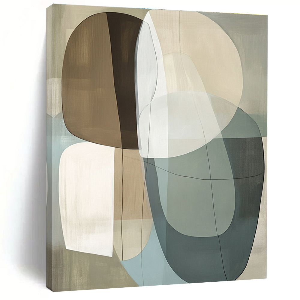 Overlapping Oval Shapes Abstract Painting for Minimalist Living Rooms GAB1361