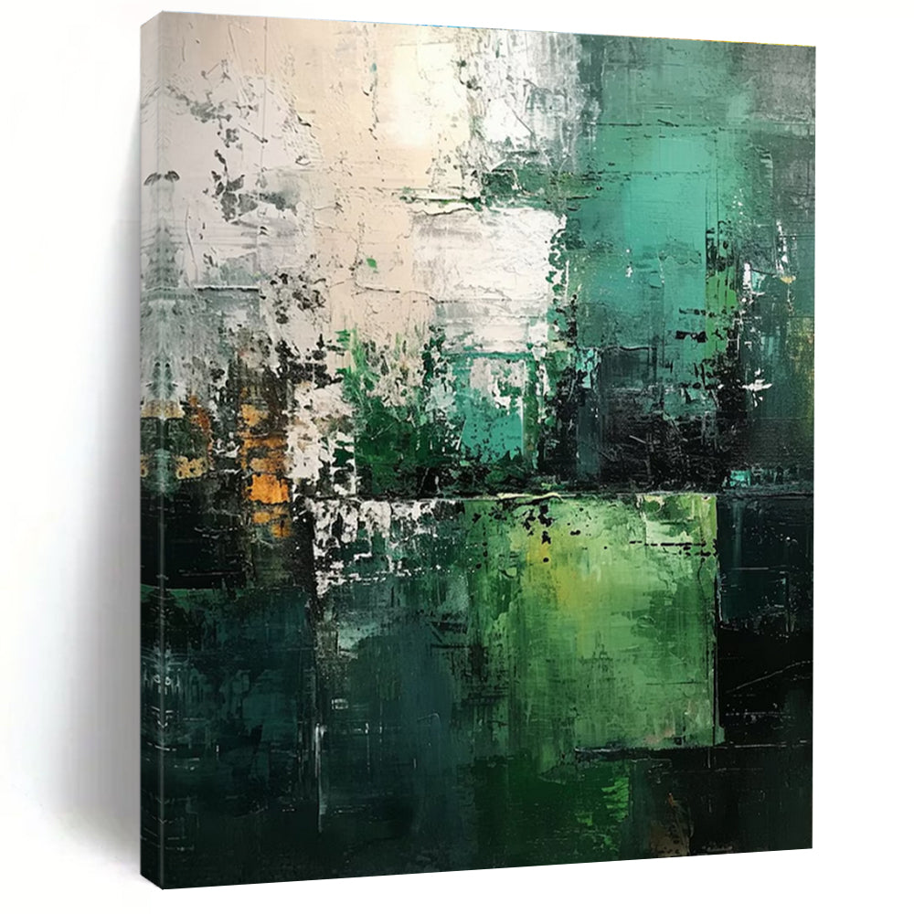 Teal and Green Abstract Layers Abstract Painting for Corporate Wellness Centers HENG031