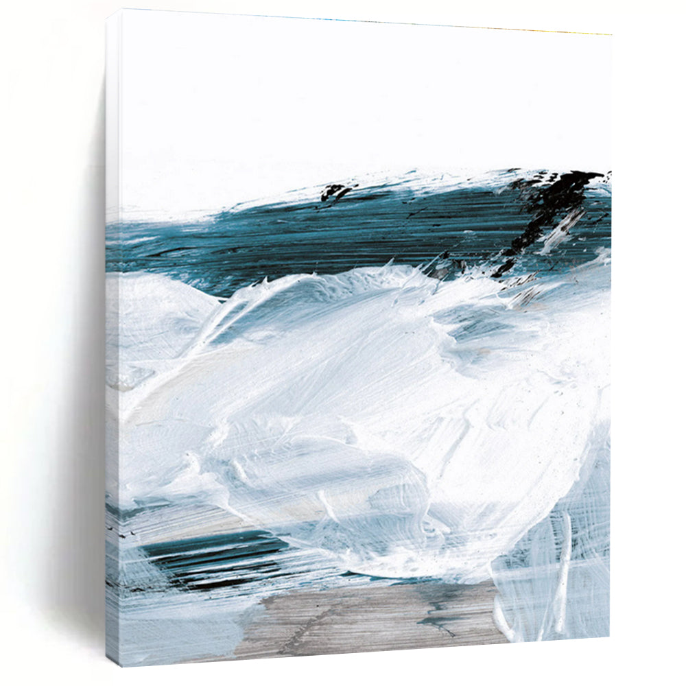 Blue - White Abstract Waves Painting for Coastal - Inspired Home Offices HENG219