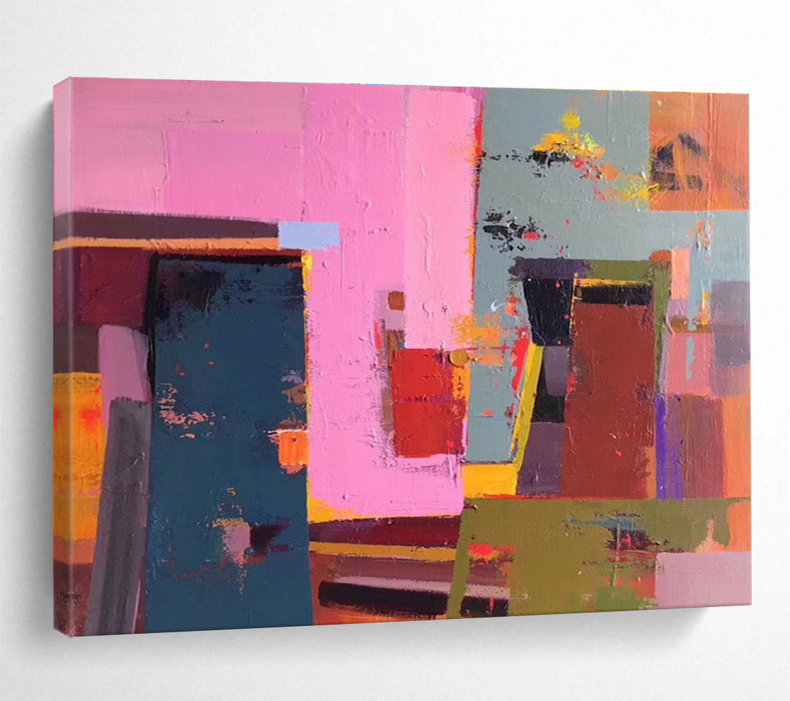 Colorful Geometric Abstract Painting for Vibrant Spaces YHT003
