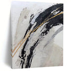 Luxurious Black - Gold Abstract Strokes Painting for Opulent Spaces HENG249