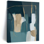 Teal Beige Gold Abstract Painting with Modern Sophistication WINK463