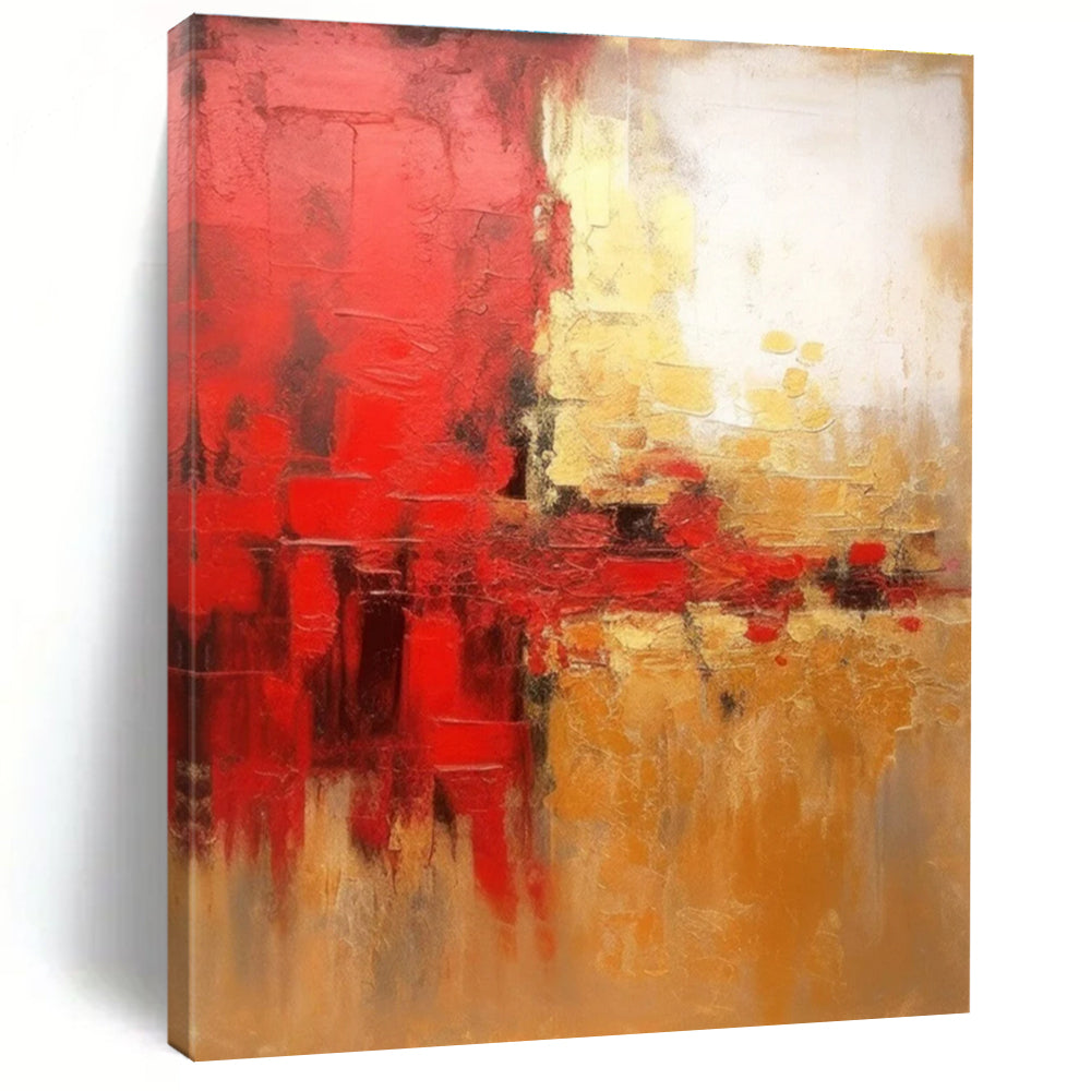 Red and Gold Abstract Painting for Opulent Event Venues HENG069