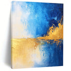 Blue and Gold Abstract Horizon - Dynamic Color Field Abstract Art GAB0461