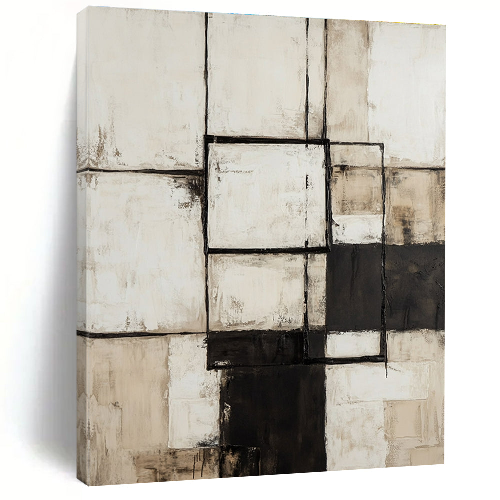 Monochrome Square Abstract Painting for Modern Art Gallery Minimalist Sections GAB1179