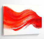 Red Wavy Line on White Abstract Painting with Bold Simplicity ABS606