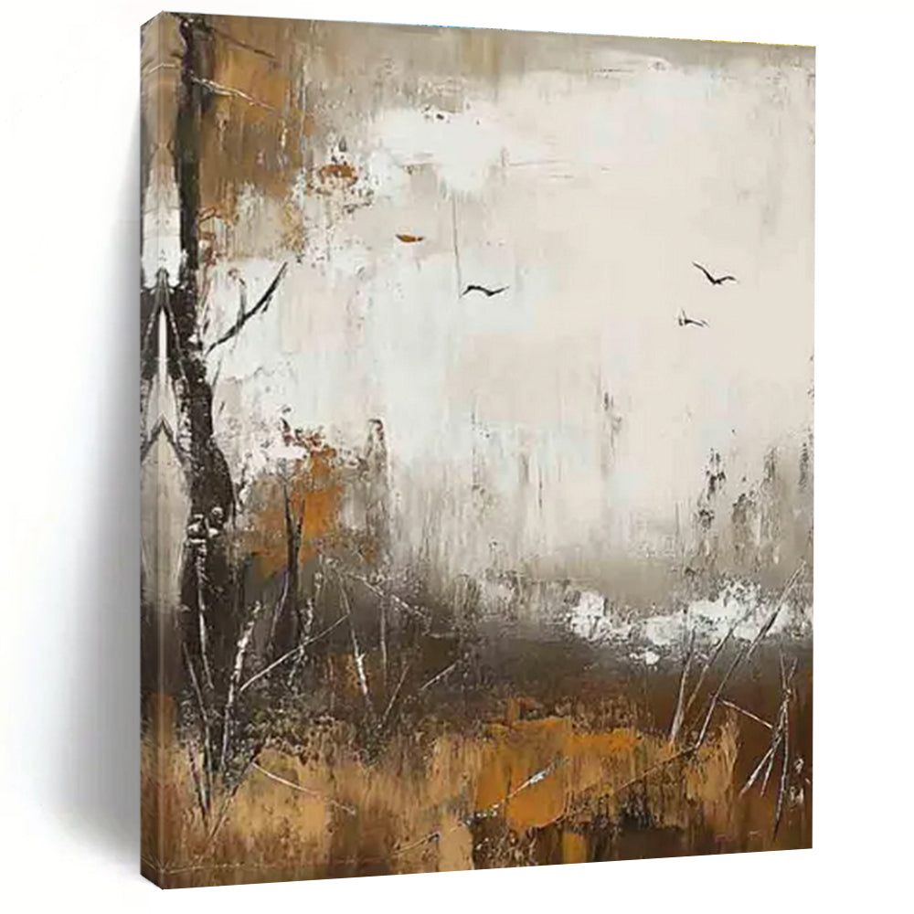 Abstract Landscape with Birds Painting for Nature - Lover's Studies HENG484
