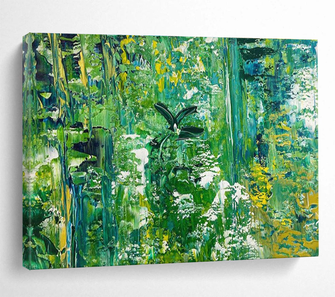 Green Abstract Forest Painting for Eco - Conscious Restaurants YHT362