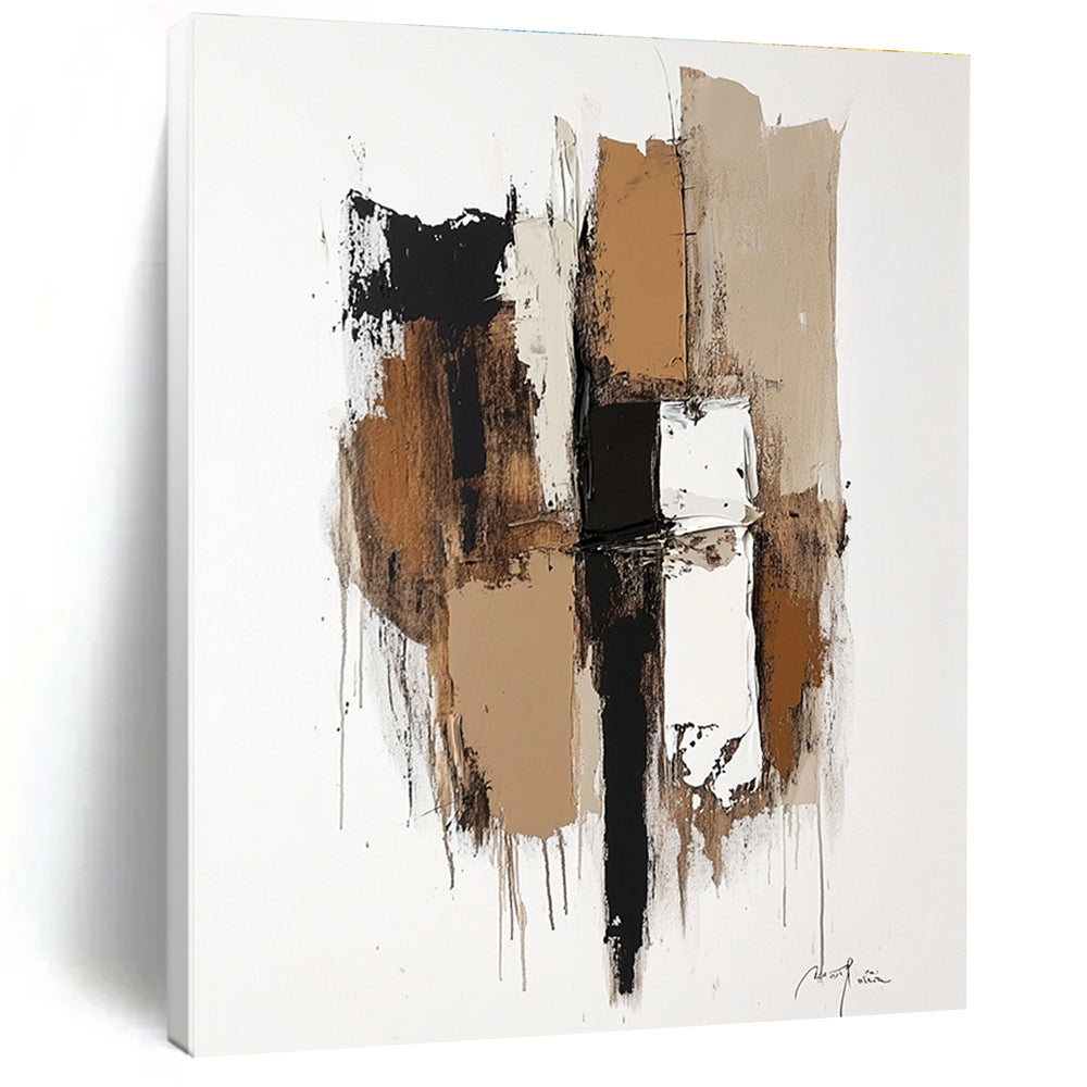 Neutral Abstract Composition Painting for Minimalist Bedrooms GAB1142