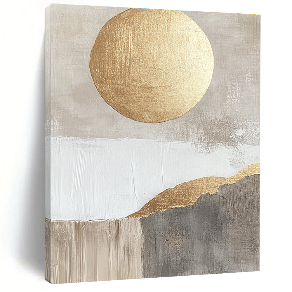 Gold Sun and Mountain Abstract - Modern Landscape Art GAB0558