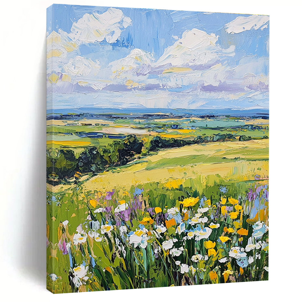 Colorful Field Landscape Expressive Abstract Painting for Countryside Lovers GAB1477