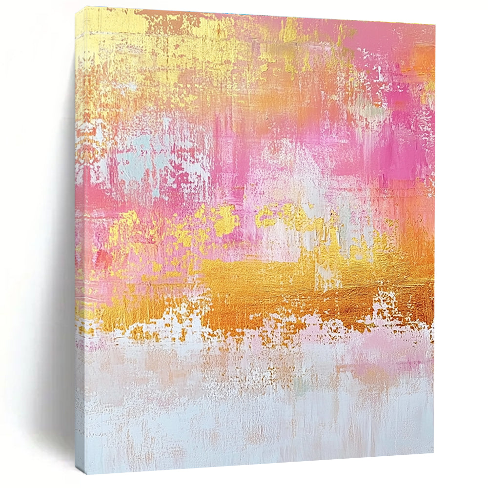 Pink Gold Orange Abstract Painting with Dreamy Warmth WINK451