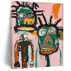 Two Abstract Tribal Faces Painting for Bohemian - Style Salons HENG106