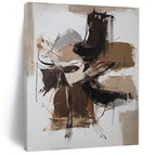 Brown Beige Abstract Forms Painting with Dynamic Composition WINK639