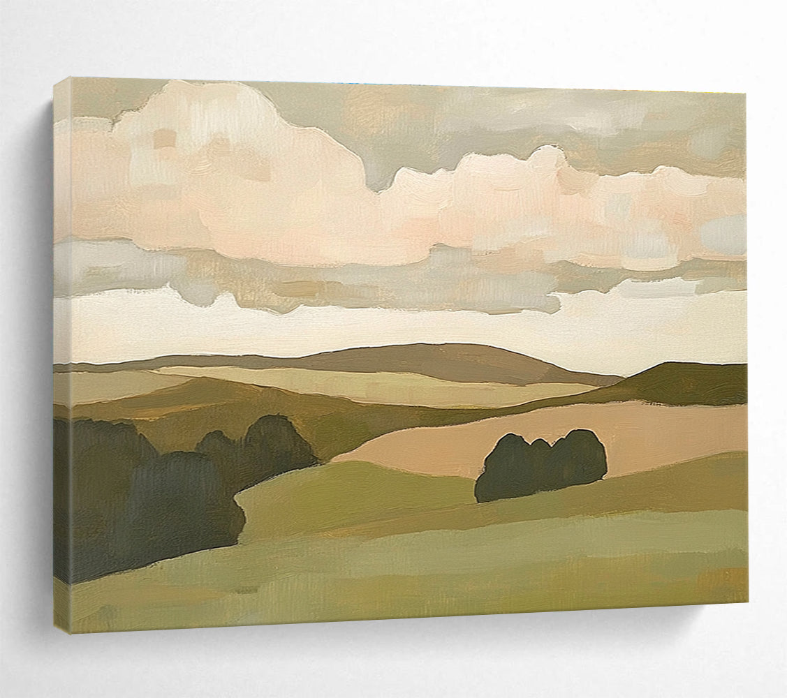 Minimalist Rolling Hills Painting with Soft Earthy Tones ABS563