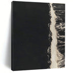Black and White Wave Contrast Abstract Painting of Minimalist Motion GAB0181