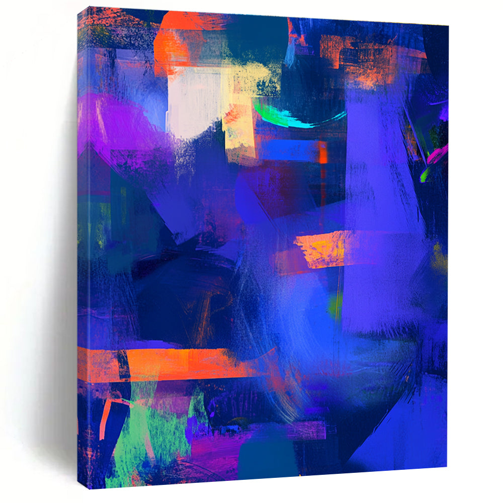 Purple - Blue Abstract Fusion Painting with Mysterious Allure WINK407