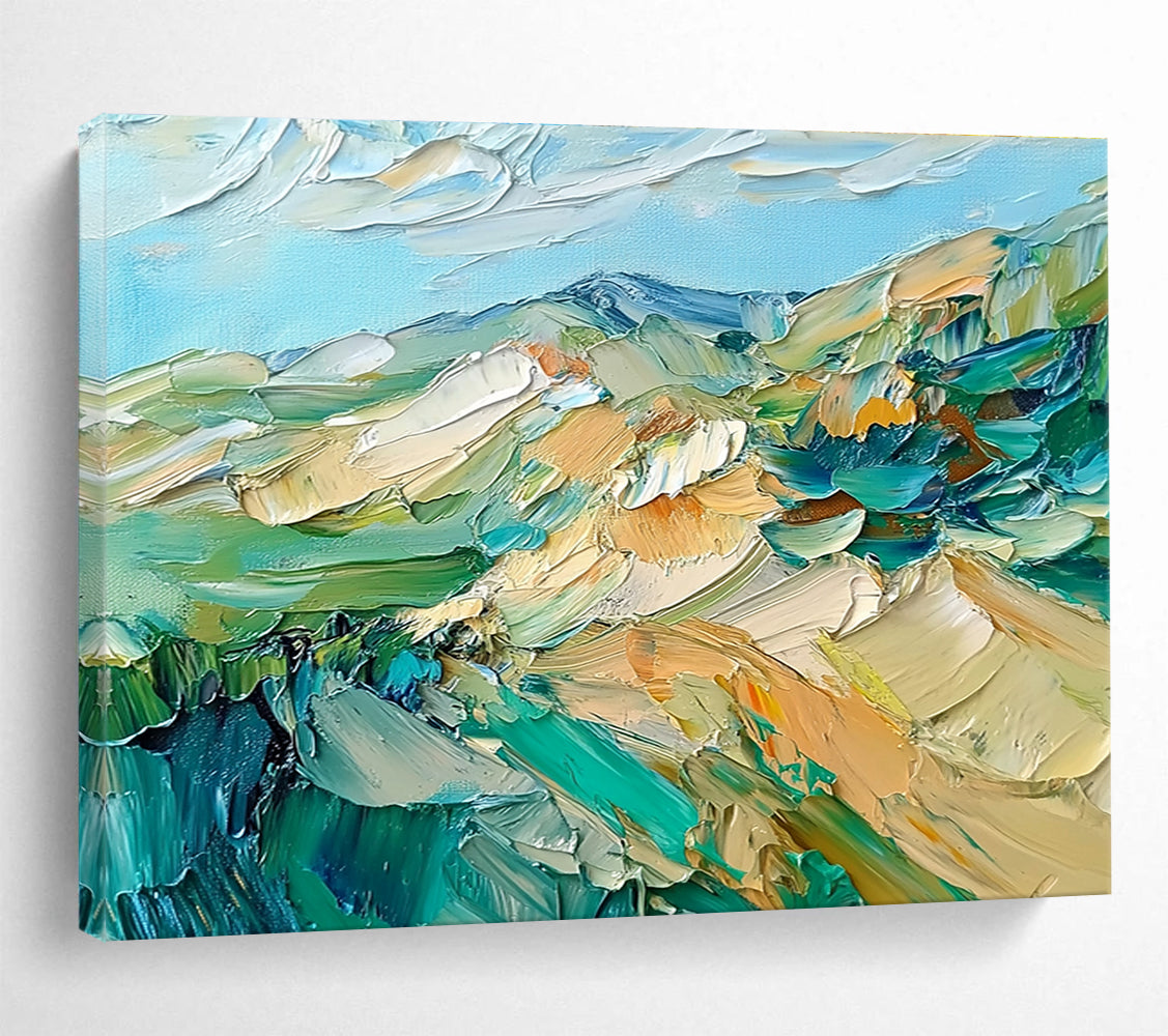 Textured Mountain Landscape Abstract Painting with Bold Brushstrokes ABS287