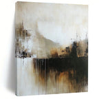 Beige and Black Drip Abstract Painting for Industrial - Styled Lofts GAB1094