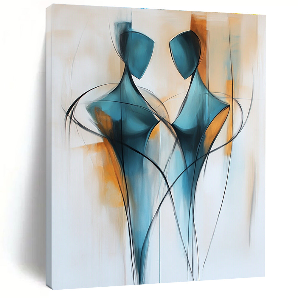 Dual Figure Abstract Painting for Contemporary Dance Studio Lounges GAB1175