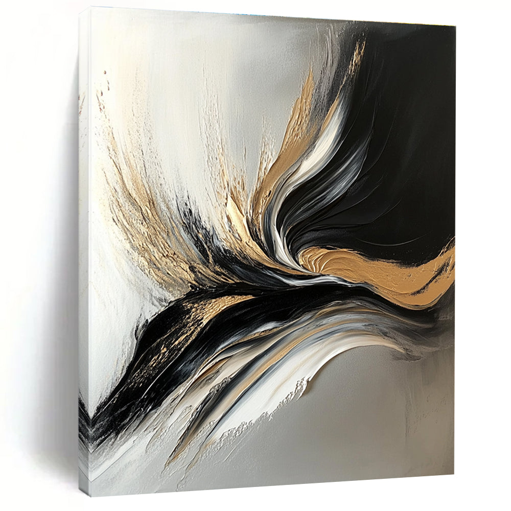 Gold and Black Abstract Painting with Luxurious Flow WINK343