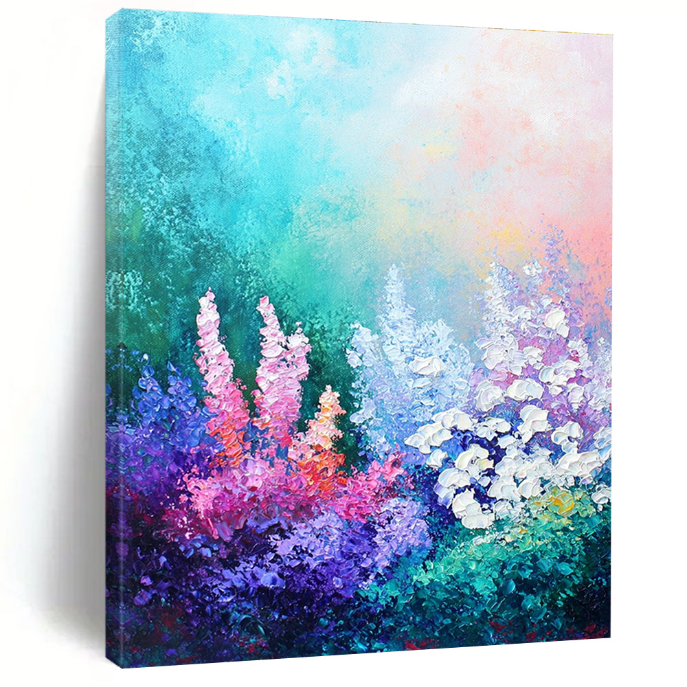 Colorful Flower Field Vibrant Landscape Abstract Painting GAB0273