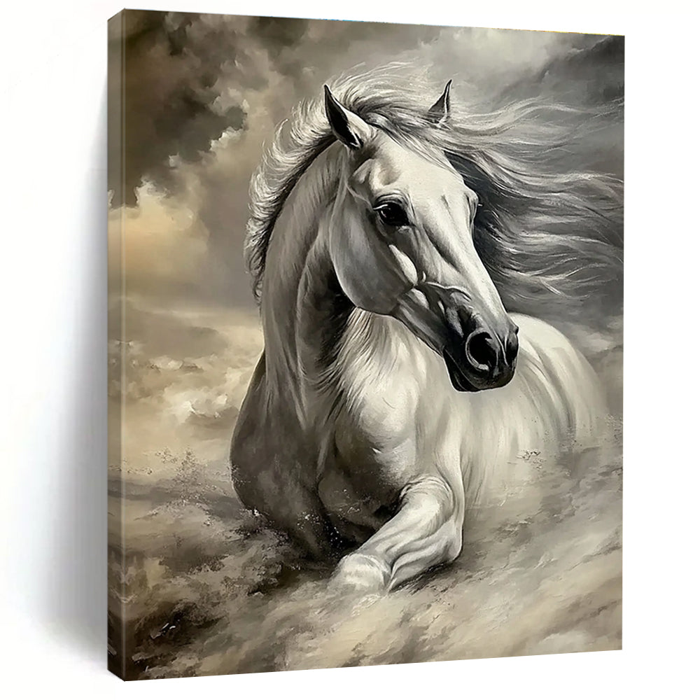 Majestic White Horse Painting of Ethereal Grace GAB0191