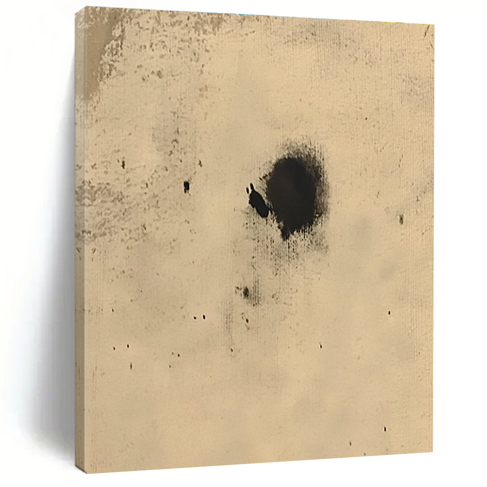 Small Black Spots on Beige Abstract Painting with Subtle Intrigue WINK018