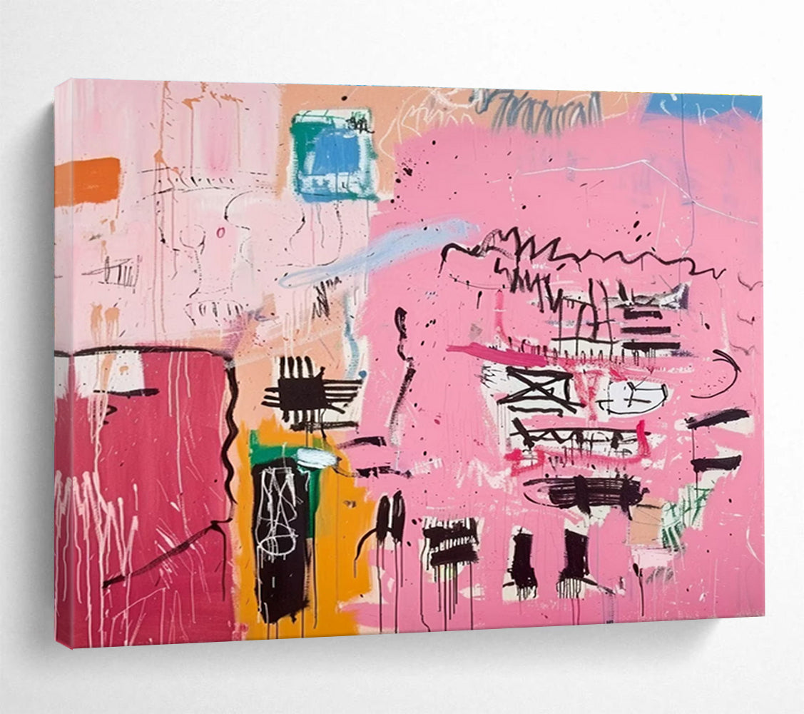 Pink Abstract Graffiti Painting for Urban Lofts YHT198