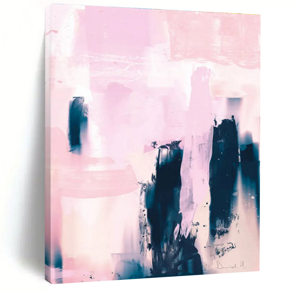 Pink - Blue Abstract Composition Painting for Chic Fashion Boutiques HENG179