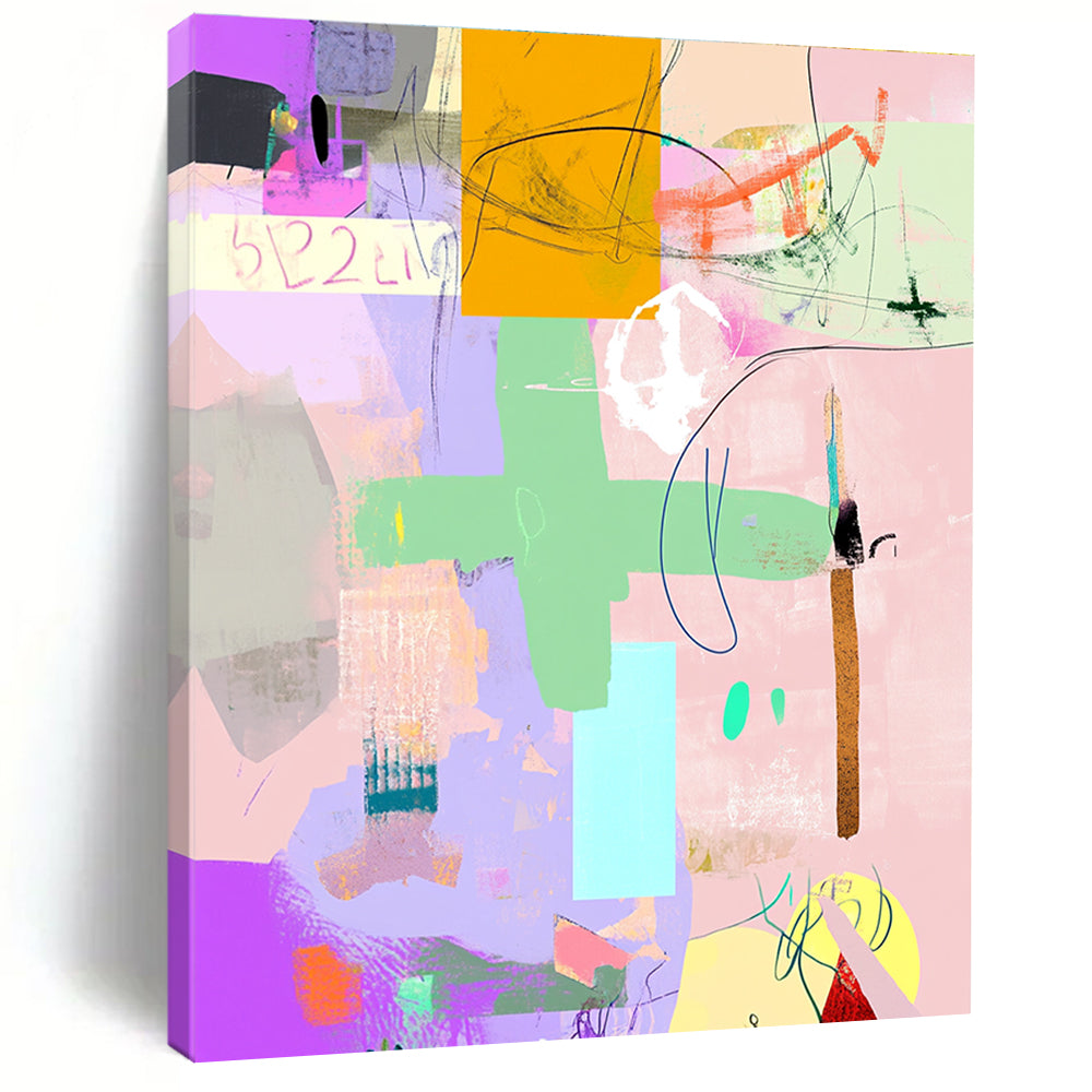 Colorful Geometric Collage Abstract Painting with Vivid Diversity WINK209