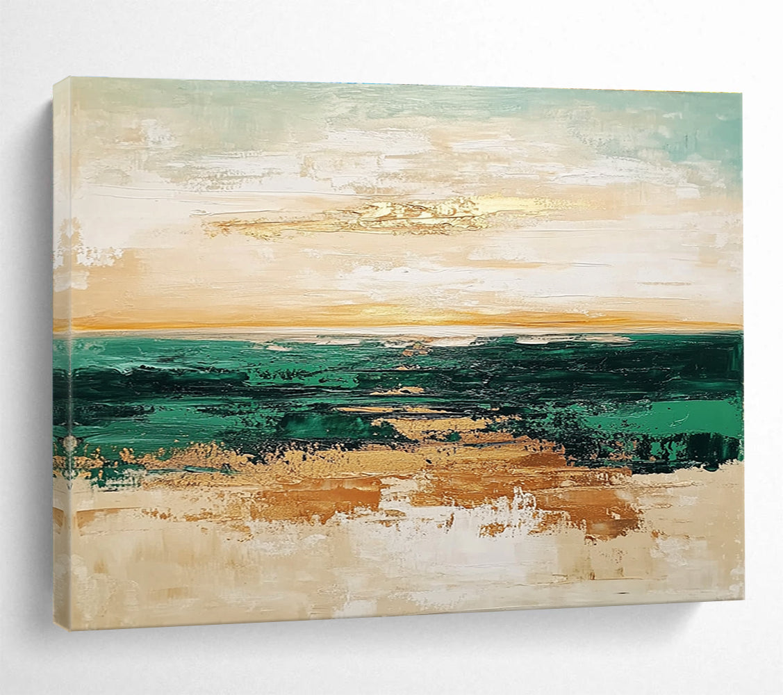 Sea and Sky Abstract Painting with Subtle Gold Accents ABS265