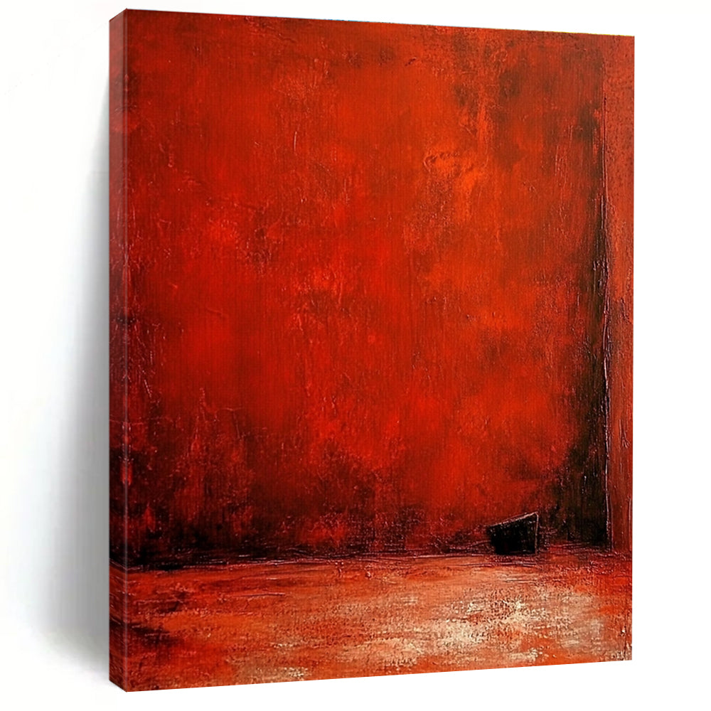 Deep Red Minimalist Space Abstract Painting of Intense Stillness GAB0165