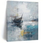 Ship in Mist Abstract - Nautical Landscape Art GAB0552