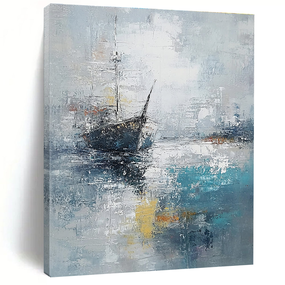 Ship in Mist Abstract - Nautical Landscape Art GAB0552