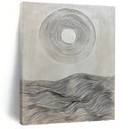 Black and White Wave Circle Painting of Minimalist Serenity GAB0164
