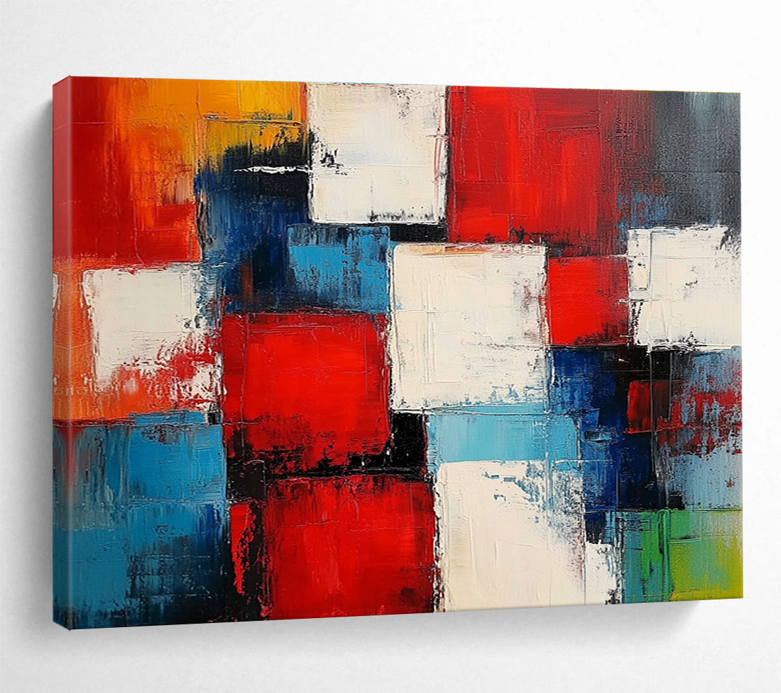Geometric Color Collage Abstract Painting with Dynamic, Structured Combinations ABS505