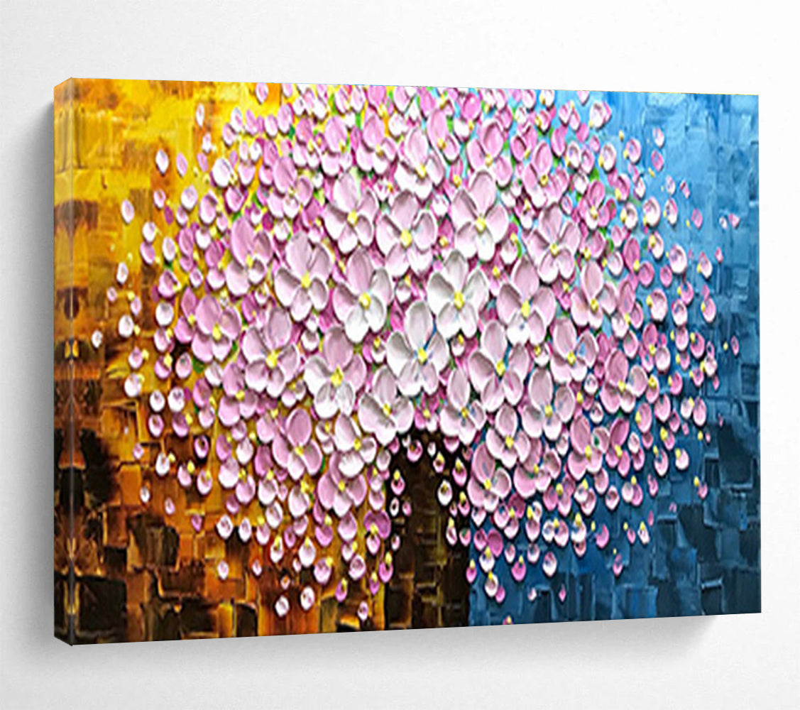Pink Blossom Tree Abstract Painting for Romantic Bedroom Retreats YHT231