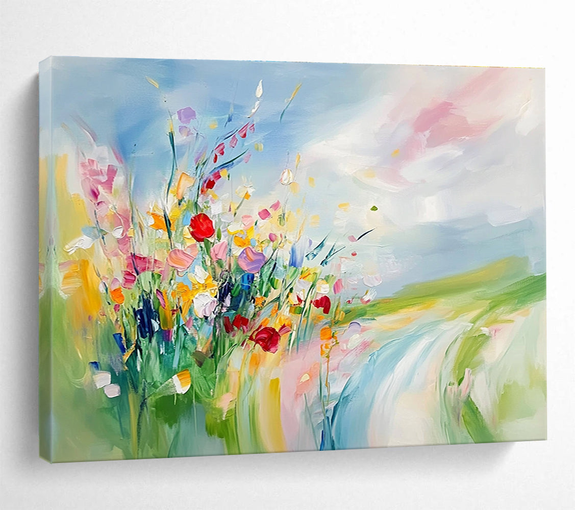 Colorful Floral Landscape Abstract Painting with Vivid Brushstrokes ABS244