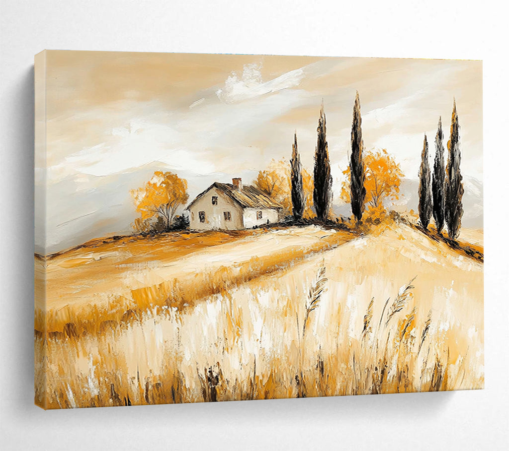Warm - Toned Tuscan Countryside Abstract Painting ABS134