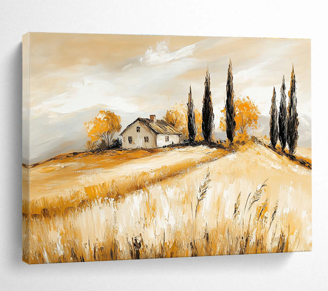 Warm - Toned Tuscan Countryside Abstract Painting ABS134