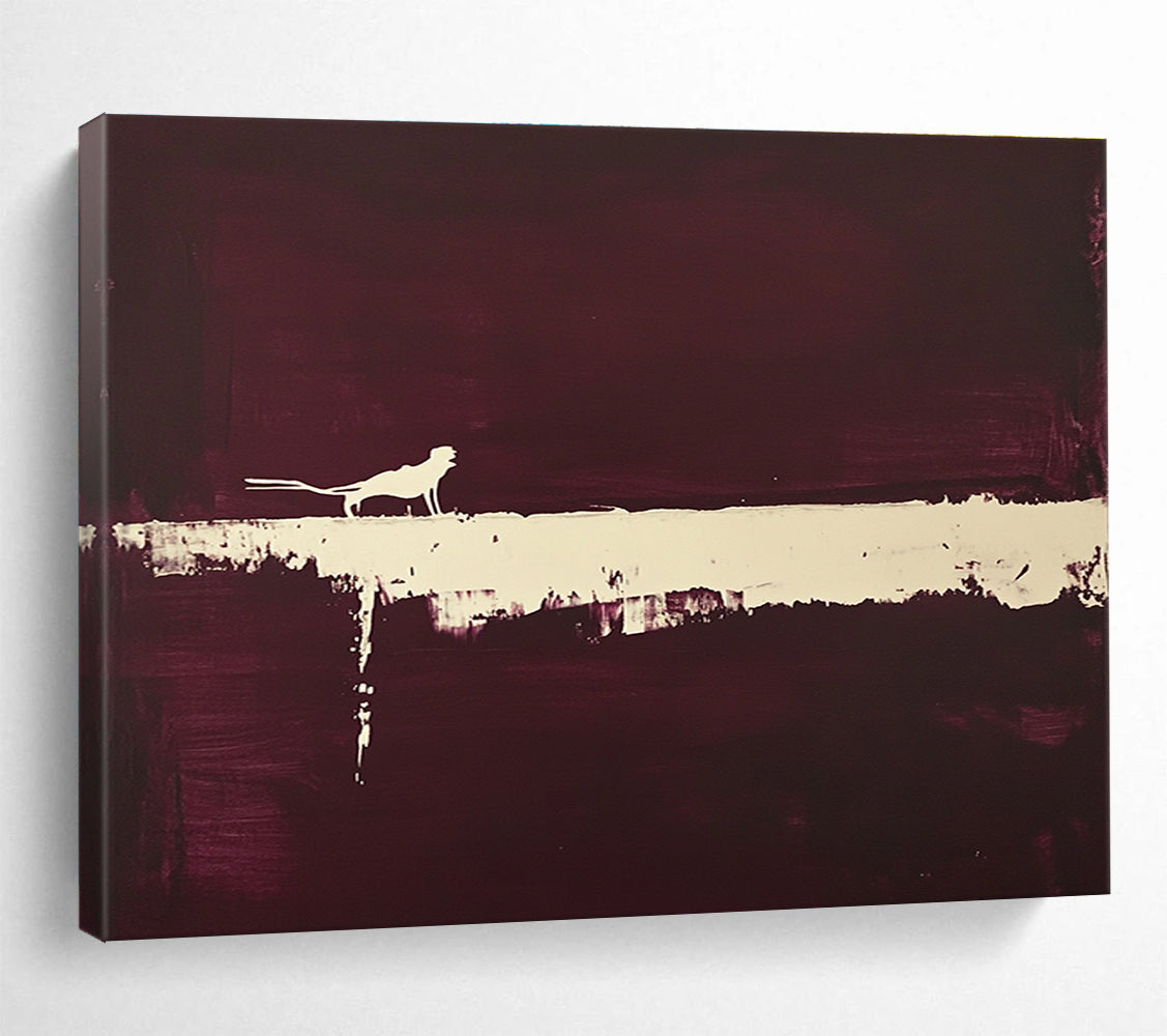 Silhouette on Purple Abstract Painting with a Mysterious Vibe ABS254