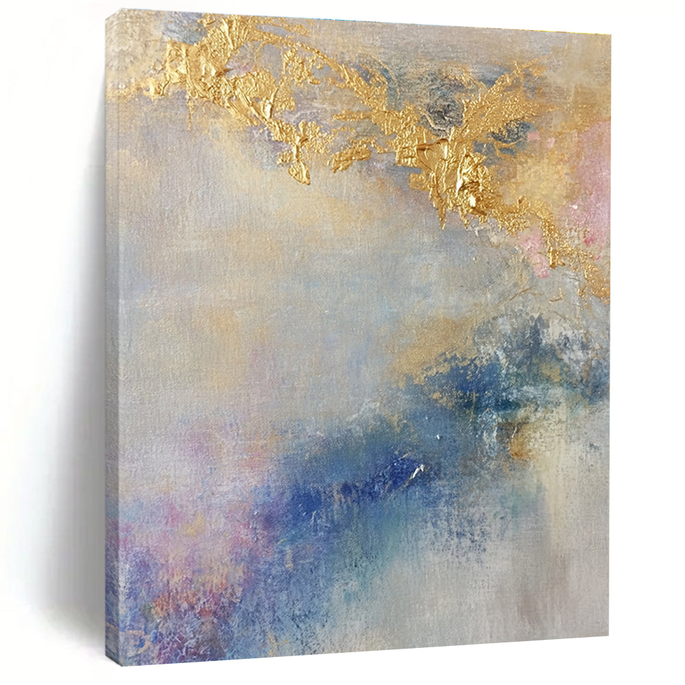Gold - Accented Pastel Abstract Painting for Romantic Bed and Breakfasts GAB0838