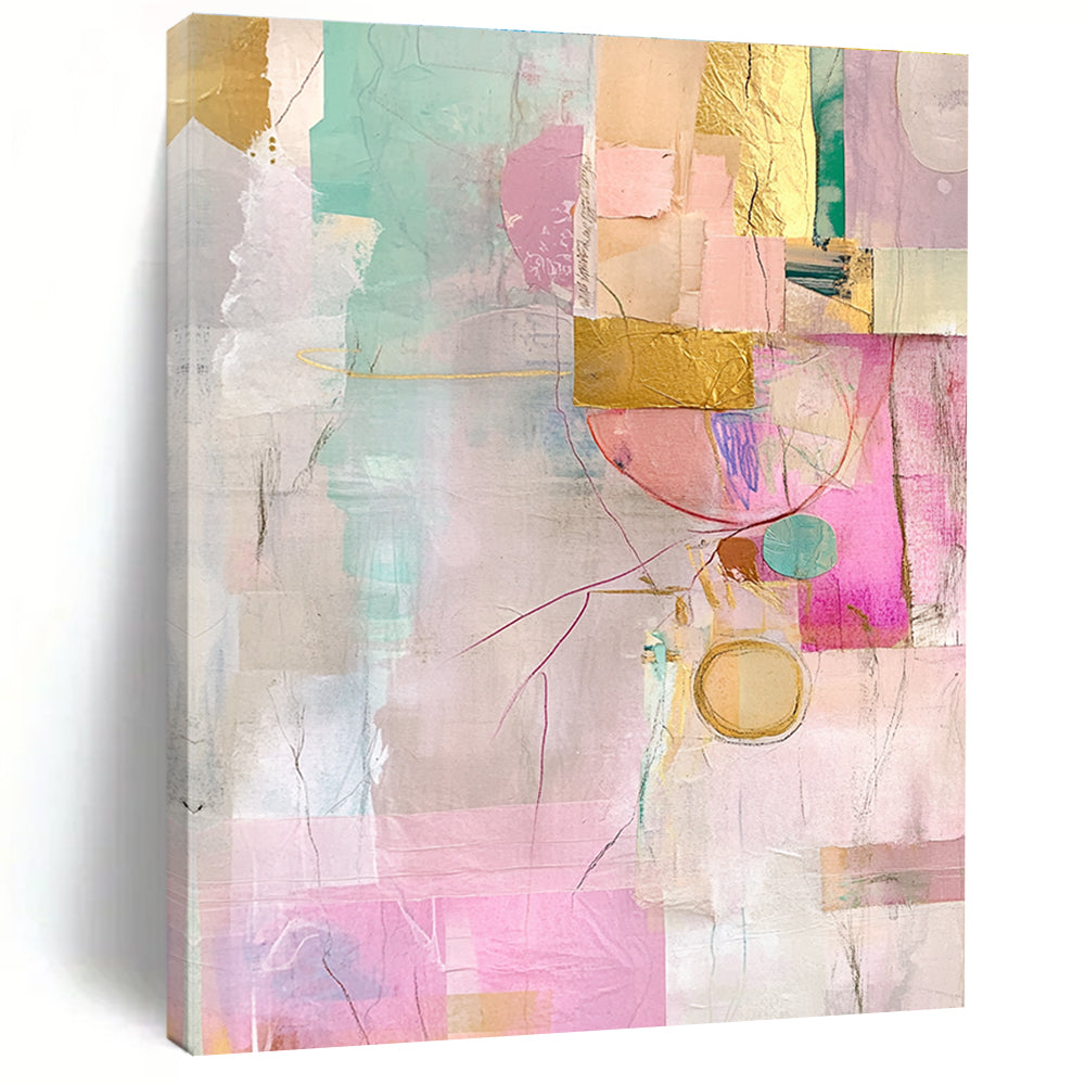 Pastel and Gold Collage Abstract Painting with Delicate Luxury WINK202